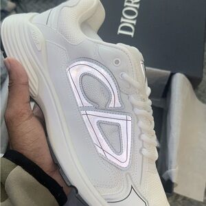 Dior Men's White and Silver Sneakers
